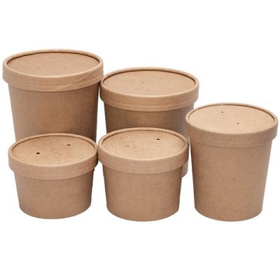 サラダ クラフト紙スープ ボウル/ 蓋付き 食品容器 持ち帰り ボウル