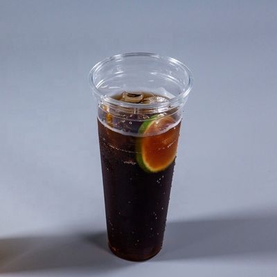 透明なPET カスタムプリント ミルクシェイク スムージー ドーム蓋付きプラスチックカップ 12oz 16oz 20oz