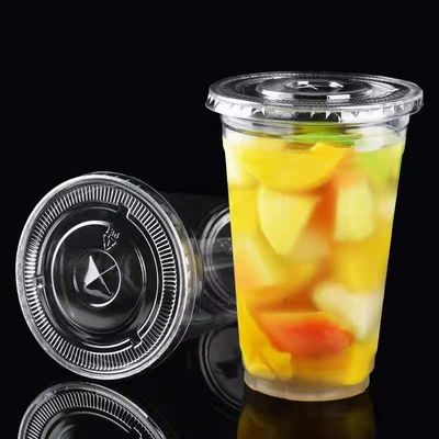 アイスクリーム 持ち帰りカップ 12オンス 透明なPET RPET 蓋付きの使い捨てプラスチックカップ